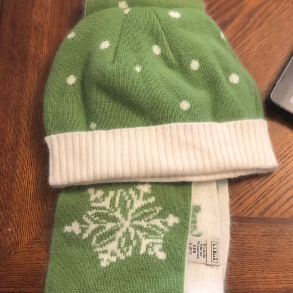 LL Bean Angora, rabbit hair lambs wool hat & scarf